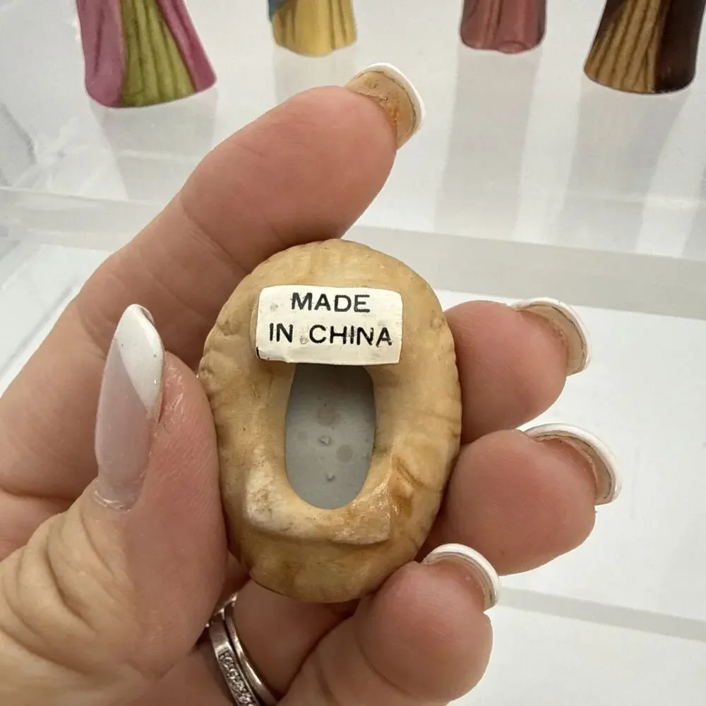 6 Pc Mini Nativity World Bazaars Holiday Collection Ceramic Tallest Piece 3.25”